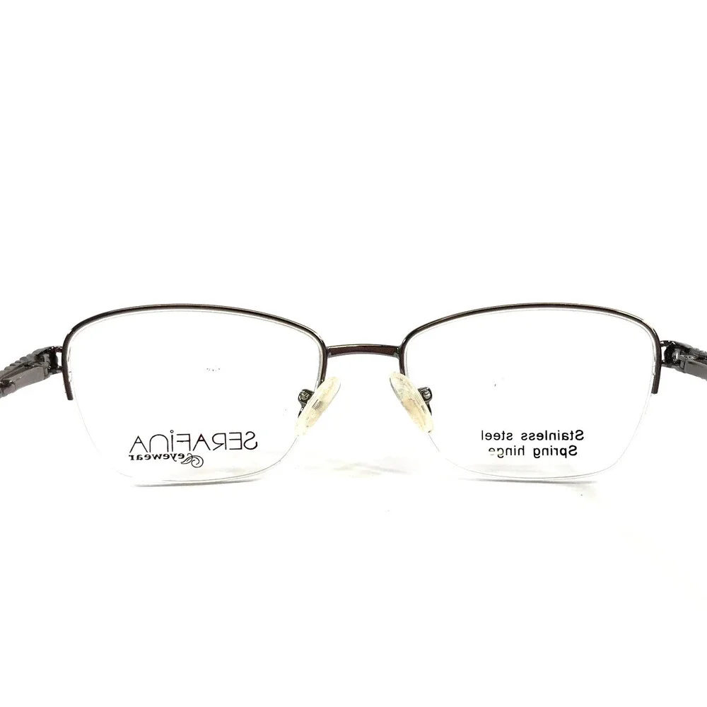 Serafina Eyewear Eyeglasses Frames LORNA Light Gunmetal Crystals 51-17-135